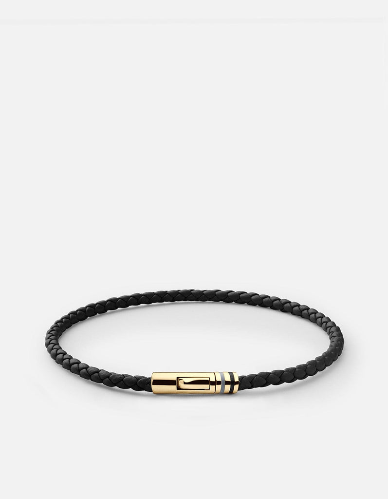 Miansai Bracelets Juno Leather Bracelet, Gold Vermeil Black / M