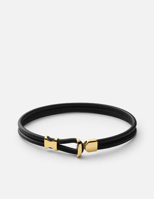 Miansai Bracelets Orson Loop Leather Bracelet, Gold Vermeil Black / S