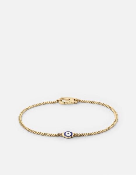 Single Blue Eye Bracelet, Gold Vermeil w/Enamel | Men's Bracelets