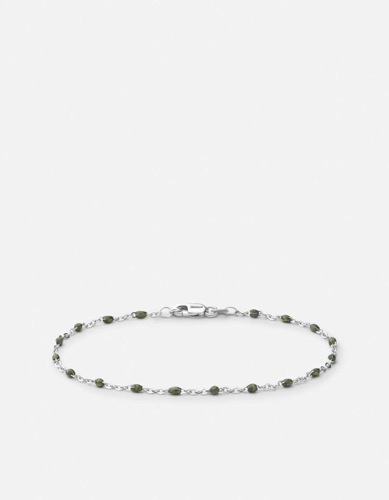 Miansai Bracelets Ciro Chain Bracelet, Sterling Silver w/Green Enamel Green / S