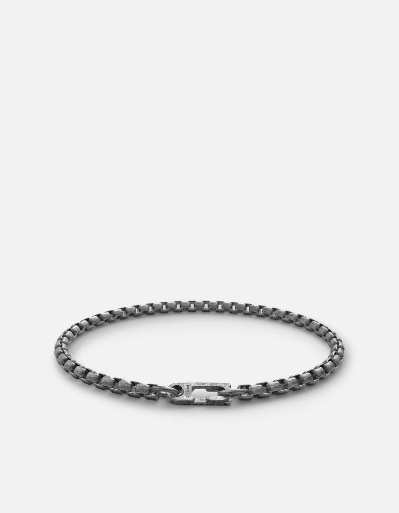 Miansai Bracelets Annex Venetian Chain Bracelet, Sterling Silver Oxidized Brushed / M