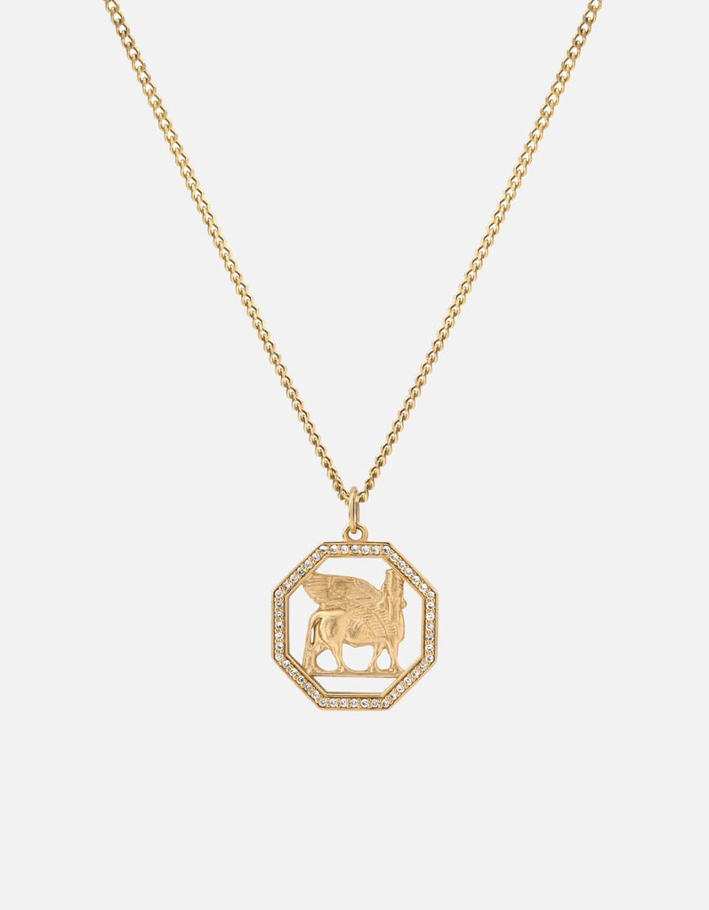 Miansai Necklaces Lamassu Necklace, Gold Vermeil/Sapphire Gold/White Sapphire / 18 in.