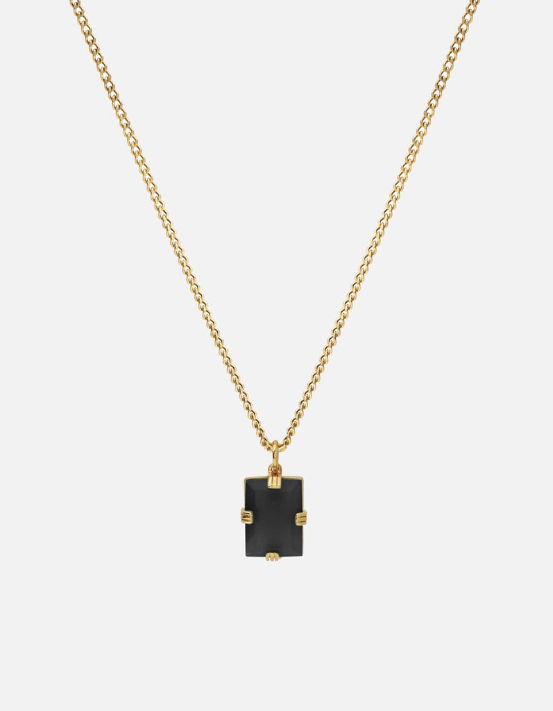 Miansai Necklaces Lennox Onyx Necklace, Gold Black / 18 in. / Monogram: No