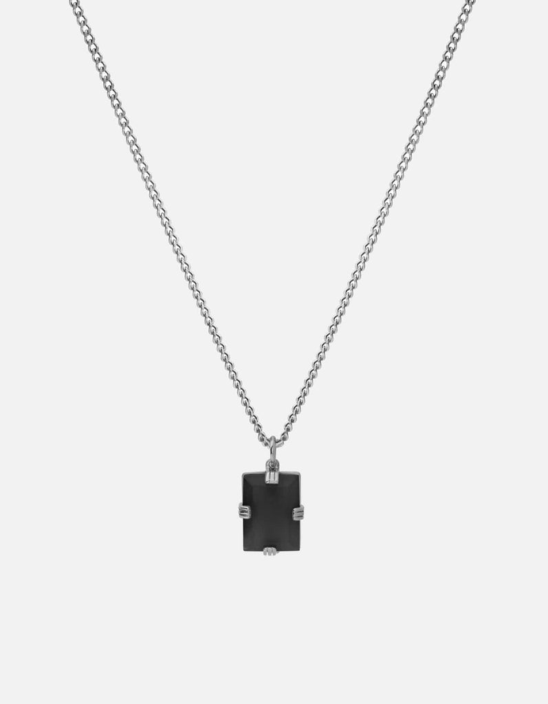 Miansai Necklaces Lennox Onyx Necklace, Sterling Silver Black / 24 in. / Monogram: No