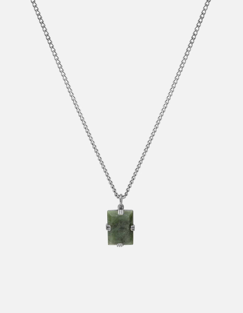 Miansai Necklaces Lennox Jasper Necklace, Sterling Silver Green / 24 in. / Monogram: No