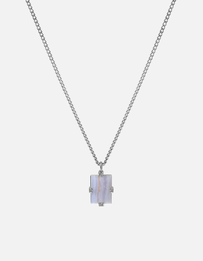 Miansai Necklaces Lennox White Agate Necklace, Sterling Silver White / 24 in. / Monogram: No