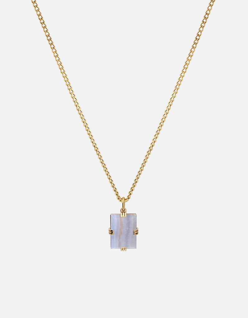 Miansai Necklaces Lennox Agate Necklace, Gold Vermeil White / 24 in. / Monogram: No