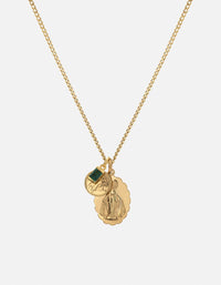 Miansai Necklaces Mini Saints Agate Trilogy Necklace, Gold Vermeil Green / 18 in.