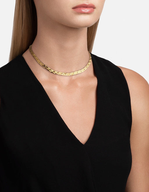Miansai Necklaces Slim Braided Herringbone Choker, Gold Vermeil Polished Gold / 15 in.