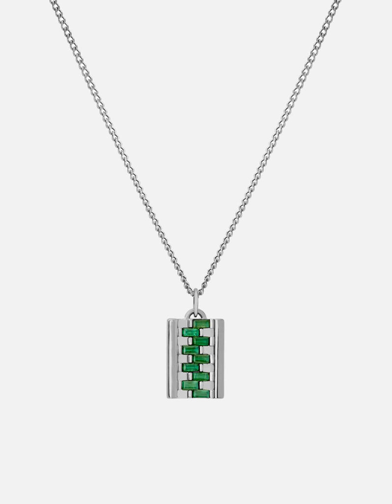 Miansai Necklaces Delano Agate Necklace, Sterling Silver Green / 24 in. / Monogram: No