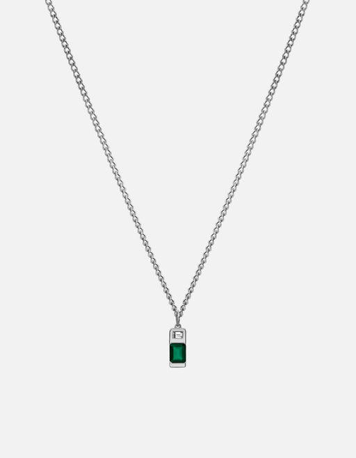 Miansai Necklaces Everett Agate Necklace, Sterling Silver/Baguette Sapphire Green / 21 in.