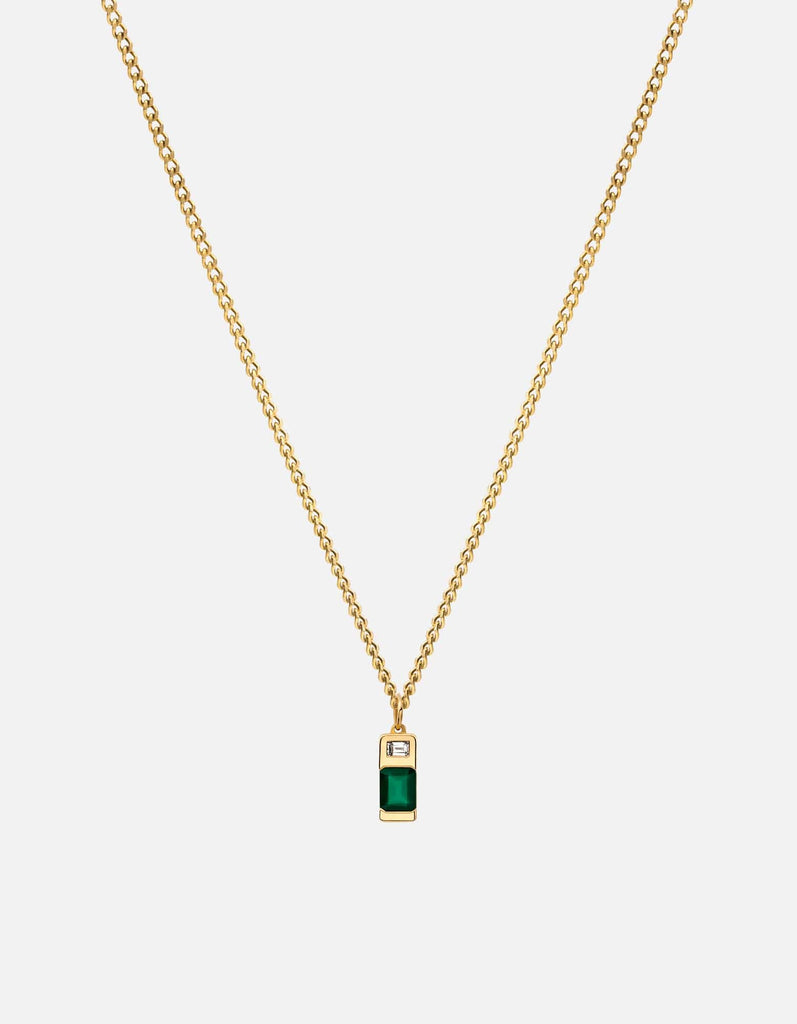 Miansai Necklaces Everett Quartz Necklace, Gold Vermeil/Baguette Sapphire Green / 18 in.