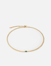 Miansai Necklaces Lyra Choker, Gold Vermeil w/Emerald Green / 15in.