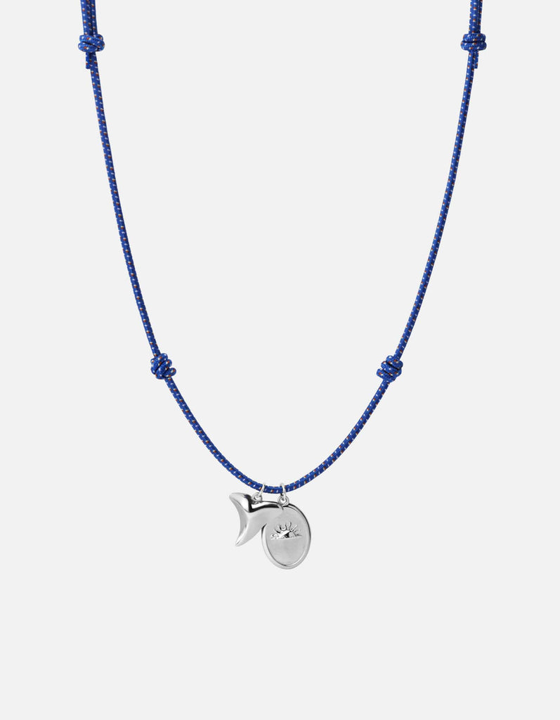 Miansai Necklaces Shark Tooth Bungee Necklace, Sterling Silver / Cobalt Blue Cobalt / O/S