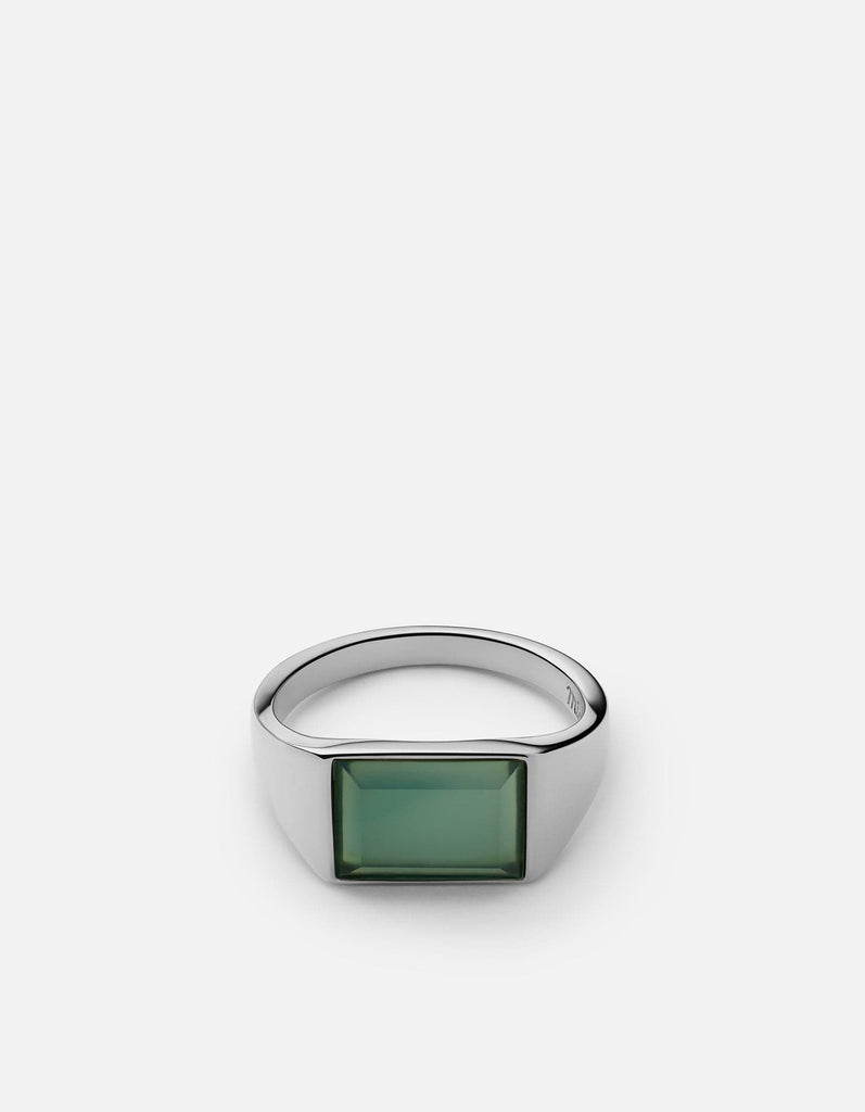 Miansai Rings Lennox Light Jasper Ring, Sterling Silver Light Green / 8