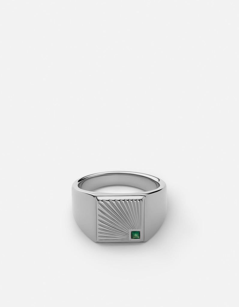 Miansai Rings Luma Agate Ring, Sterling Silver Green / 10
