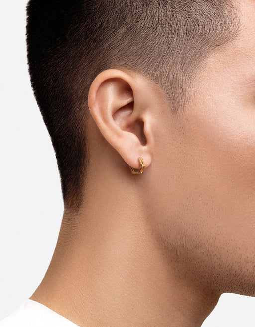Miansai Earrings Hexa Huggie Earring, Gold Vermeil Polished Gold/Single