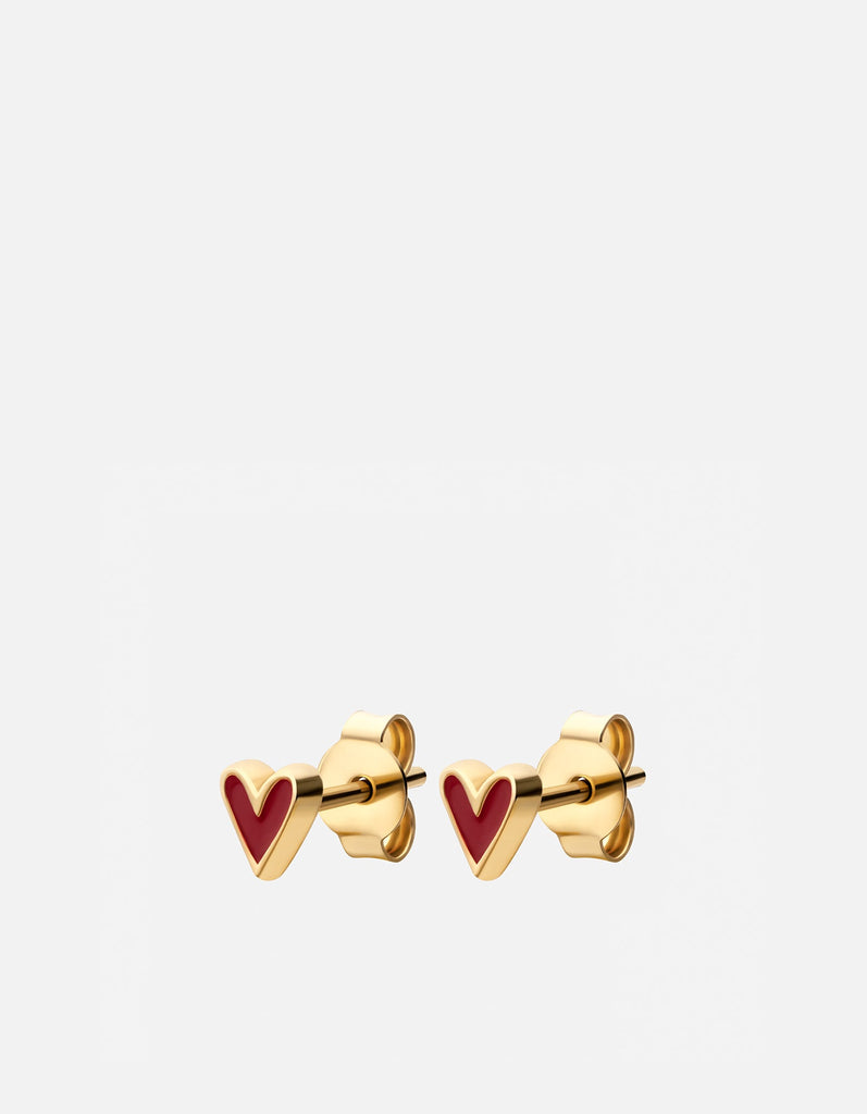 Miansai Earrings Lovelle Heart Studs, Gold Vermeil/Red Red / Pair