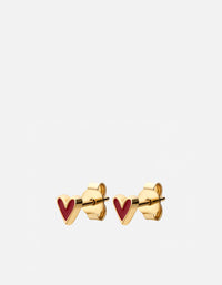 Miansai Earrings Lovelle Heart Studs, Gold Vermeil/Red Red / Pair