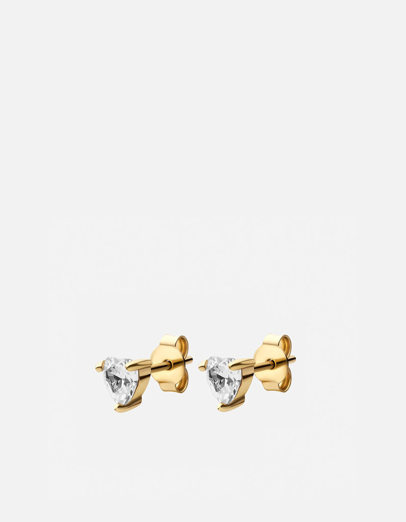 Miansai Earrings Adora Heart Studs, Gold Vermeil/Sapphire White / Pair