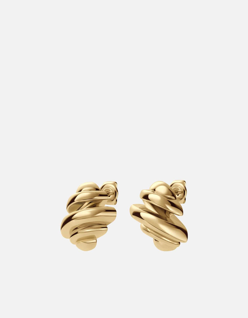 Miansai Earrings Croissant Earrings, Gold Plated Polished Gold / Pair