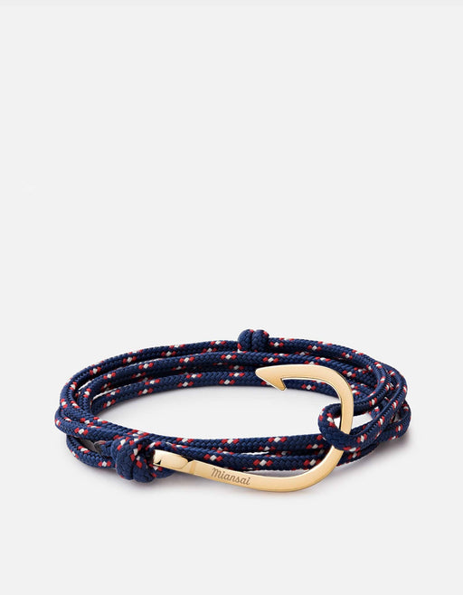 Miansai Hooks/Anchors Hook Rope, Gold Navy Blue / Gold Plated / Monogram: No