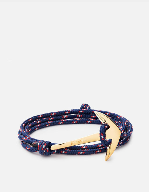Miansai Hooks/Anchors Anchor Rope, Gold Navy Blue / Gold Plated / Monogram: No