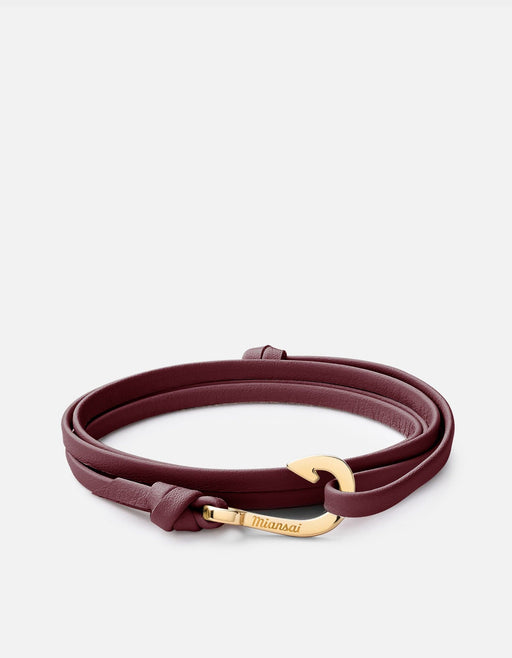 Miansai Hooks/Anchors Mini Hook Leather, Gold Oxblood / Gold Plated / O/S