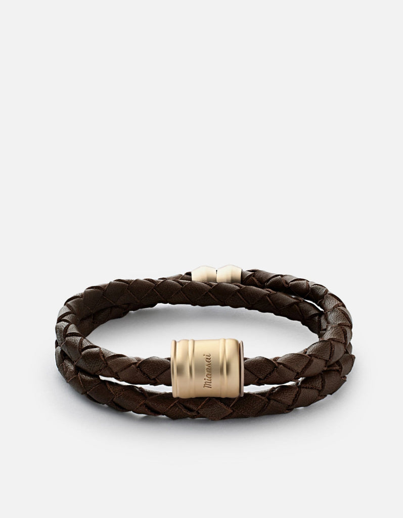 Miansai Bracelets Leather Casing, Matte Gold Brown / M