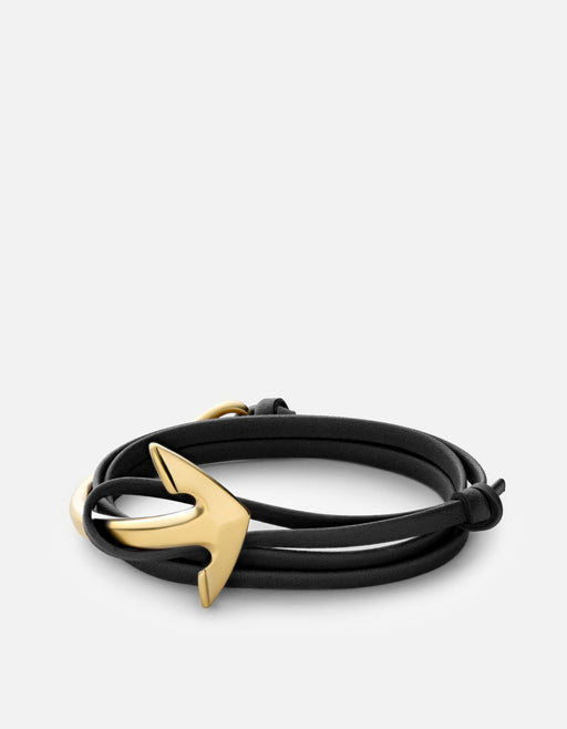 Miansai Bracelets Anchor Half-Cuff Leather, Matte Gold Black / O/S