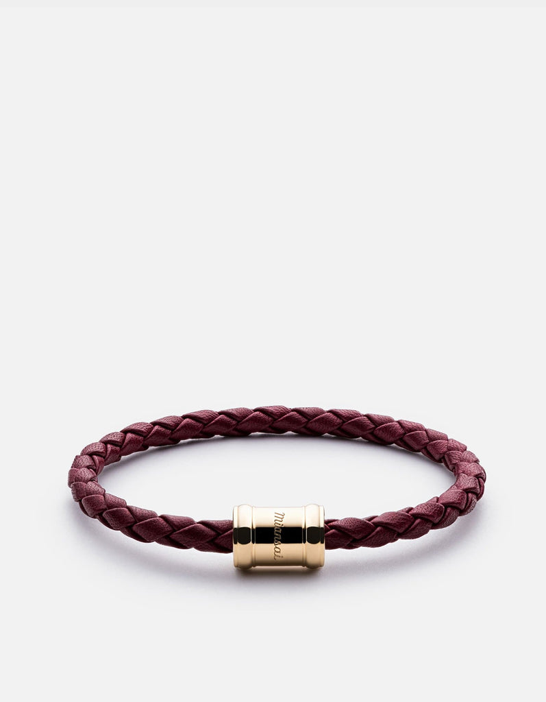 Miansai Bracelets Mini Single Leather Casing, Gold Oxblood / S
