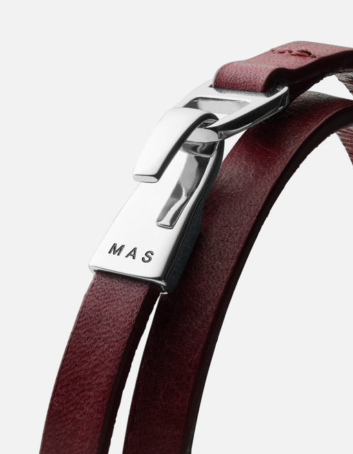 Miansai Bracelets Moore Wrap, Sterling Silver Burgundy / M / Monogram: Yes