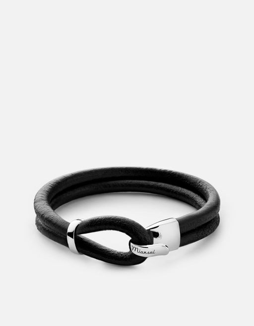 Miansai Bracelets Beacon Leather Cord, Sterling Silver
