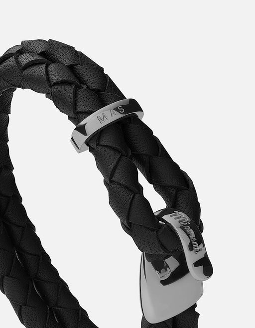 Miansai Bracelets Beacon Leather, Black Rhodium Black / M / Monogram: Yes
