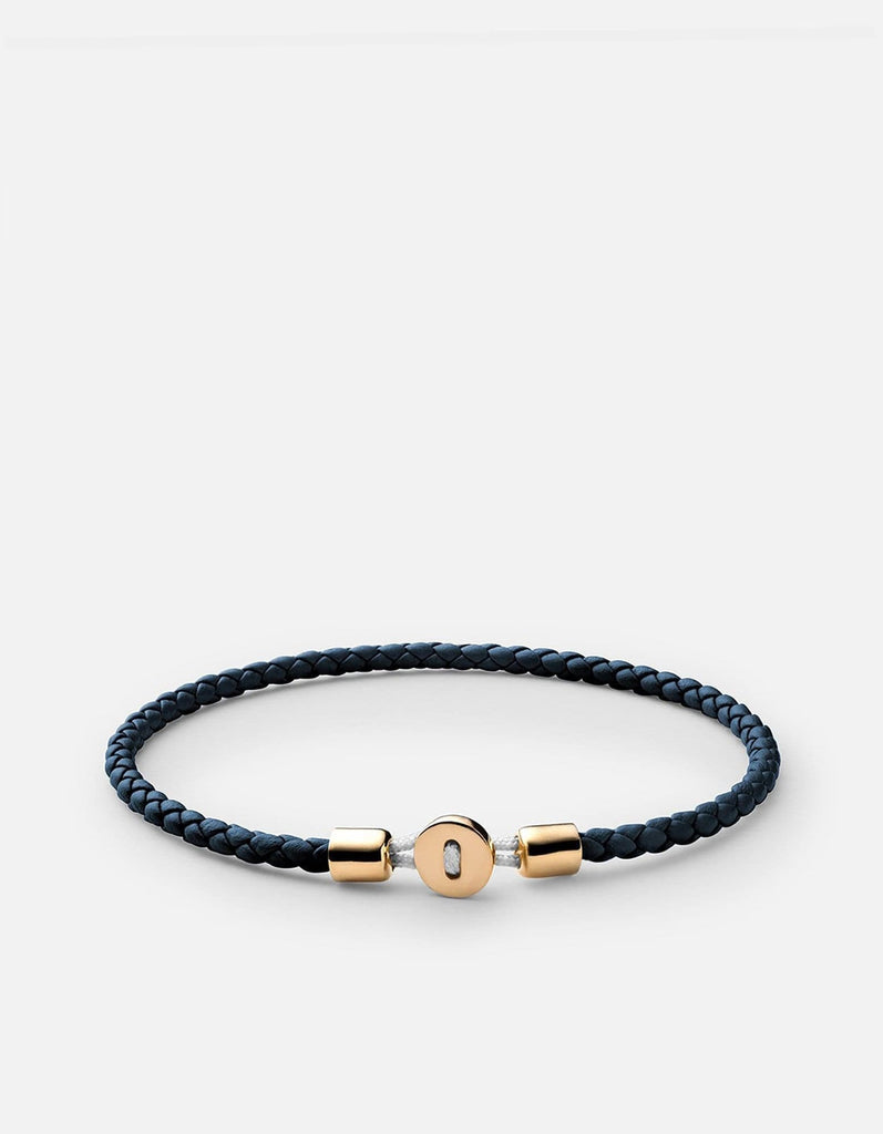 Miansai Bracelets Nexus Leather Bracelet, Gold Vermeil Light Navy / M