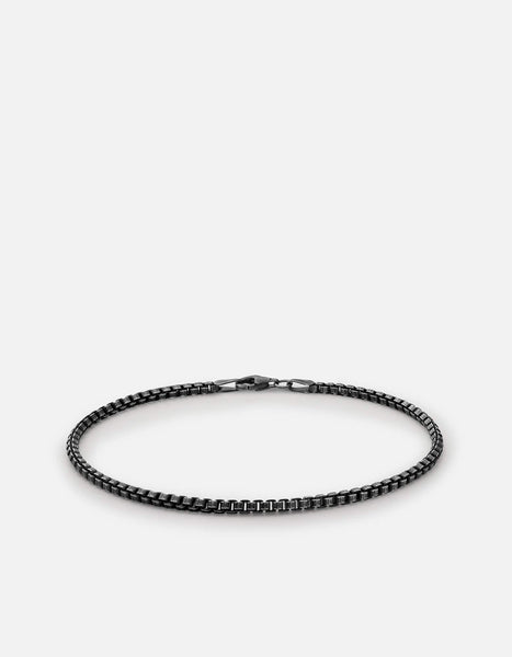 Men's 2mm Venetian Chain Bracelet II, Oxidized Silver | Miansai
