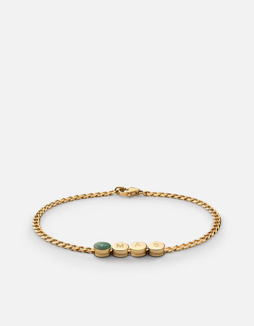 Miansai Bracelets Dove Type Chain Bracelet, Gold Vermeil 3 Letters / Teal / S / Monogram: Yes