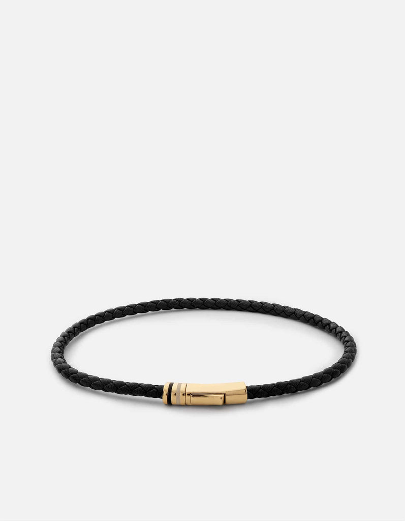 Miansai Bracelets Juno Leather Bracelet, Gold Vermeil Black / S