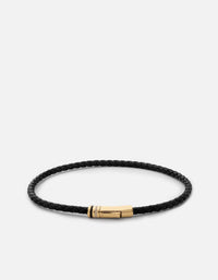 Miansai Bracelets Juno Leather Bracelet, Gold Vermeil Black / S