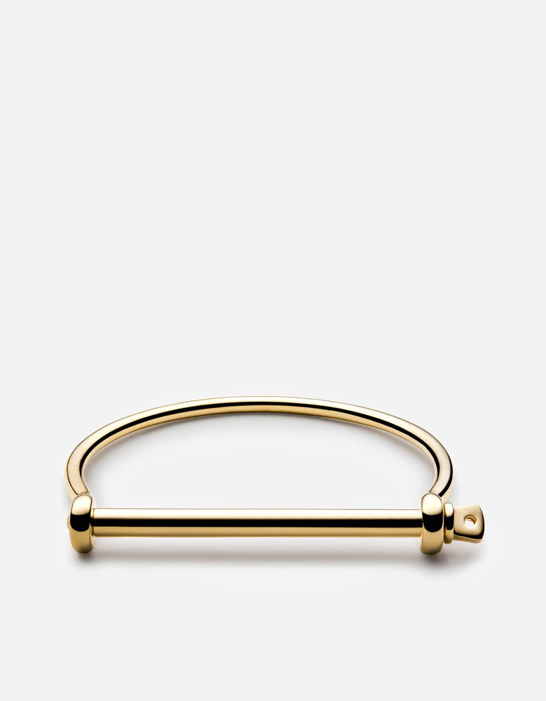 Miansai Cuffs Thin Screw Cuff, Gold Polished Gold / M / Monogram: No