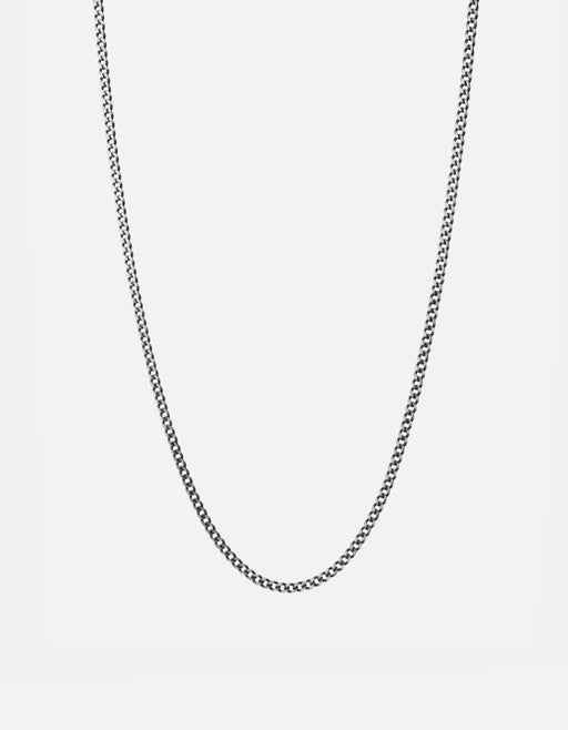 Miansai Necklaces 3mm Cuban Chain Necklace, Sterling Silver Oxidized Brushed / 24 in.