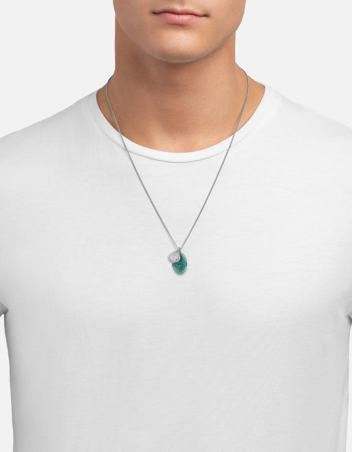 Miansai Necklaces Mini Dove Pendant Necklace, Silver/Teal