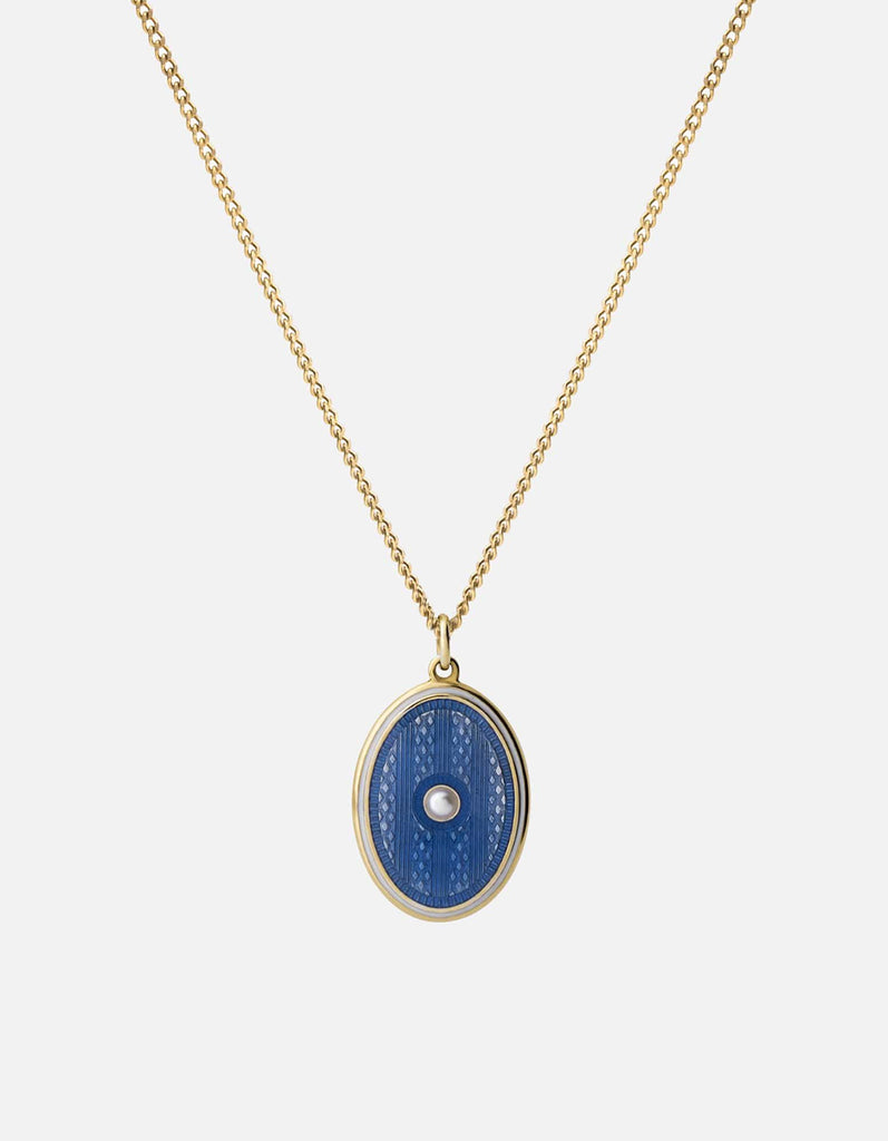 Miansai Necklaces Argyle Pearl Necklace, Gold Vermeil/Light Blue Light Blue / 21 in. / Monogram: No