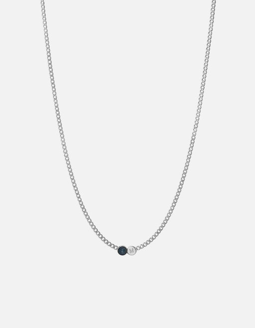 Miansai Necklaces Eye of Time Type Chain Necklace, Sterling Silver/Blue 1 Letter / Blue / 24 in.