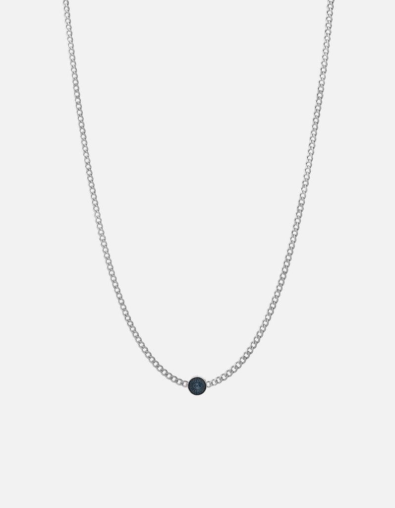 Miansai Necklaces Eye of Time Type Chain Necklace, Sterling Silver/Blue No Letter / Blue / 24 in.