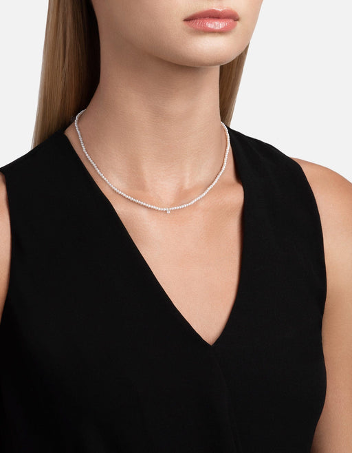 Miansai Necklaces Nava Pearl Necklace, 14k Gold Pavé Polished Yellow Gold w/Pearl / 15-18 in.