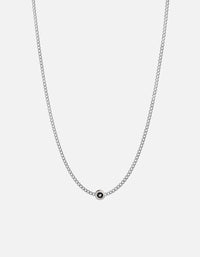 Miansai Necklaces Opus Sapphire Type Chain Necklace, Sterling Silver/Black No Letter / Black / 24 in. / Monogram: No