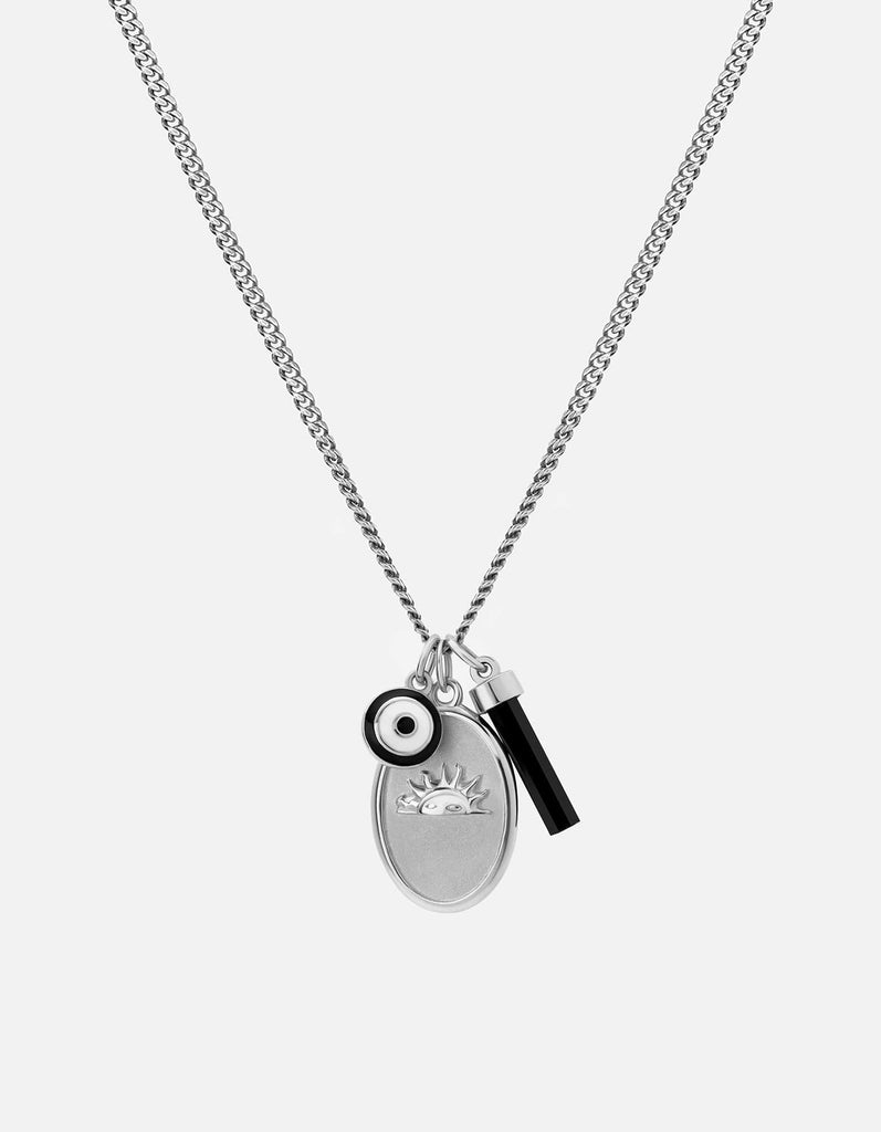 Miansai Necklaces Dawn Trilogy Necklace, Sterling Silver/Black Black / 22 in. / Monogram: No
