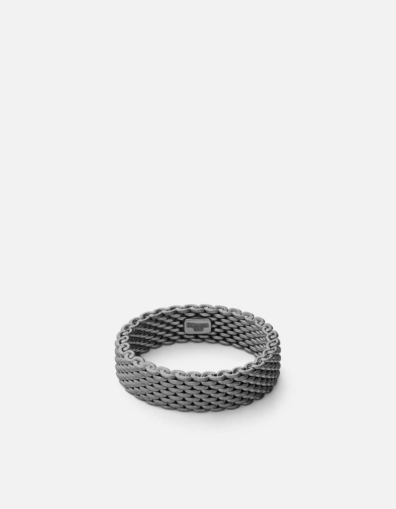 Miansai Rings Moore Mesh Ring, Matte Black Rhodium Matte Black / 10