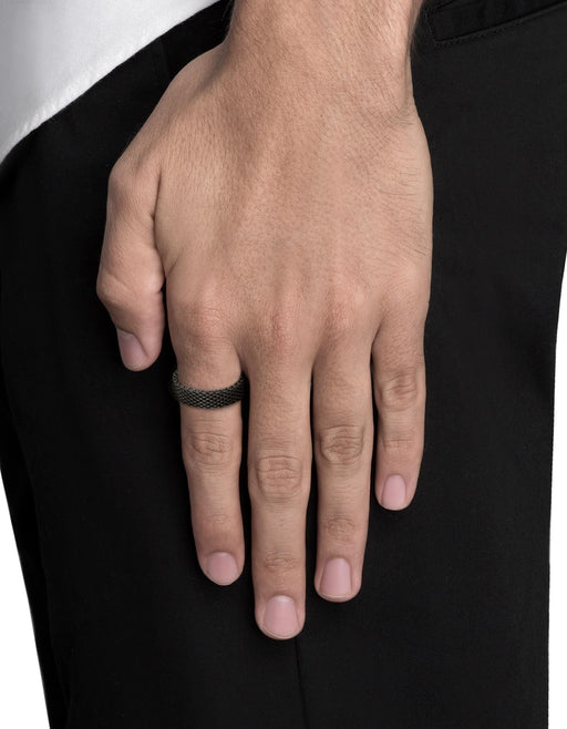 Miansai Rings Moore Mesh Ring, Matte Black Rhodium